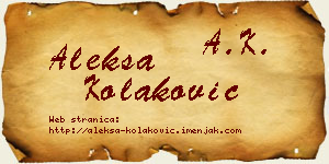 Aleksa Kolaković vizit kartica